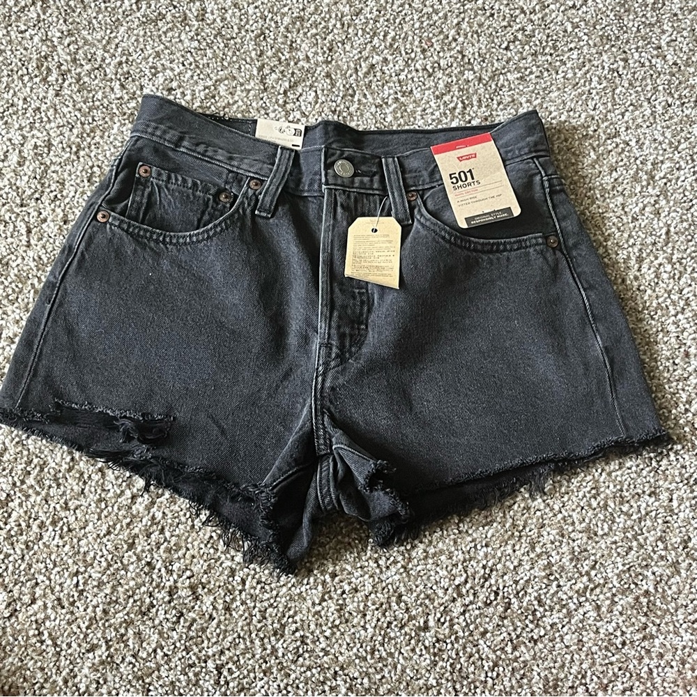 Levi's 501 High-Rise Black Distressed Jean Shorts